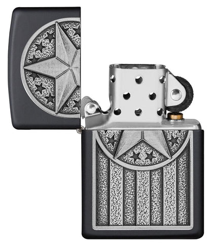 Zippo American Metal Emblem Black Matte Windproof Lighter
