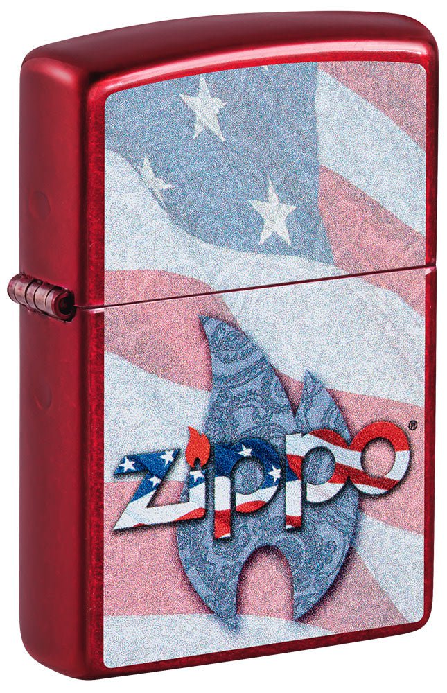 Zippo Flag Design Candy Apple Red Windproof Lighter