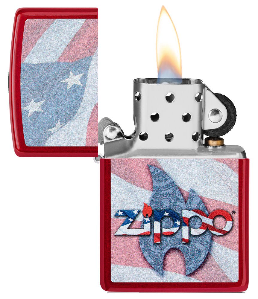Zippo Flag Design Candy Apple Red Windproof Lighter