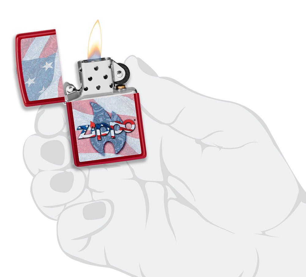 Zippo Flag Design Candy Apple Red Windproof Lighter