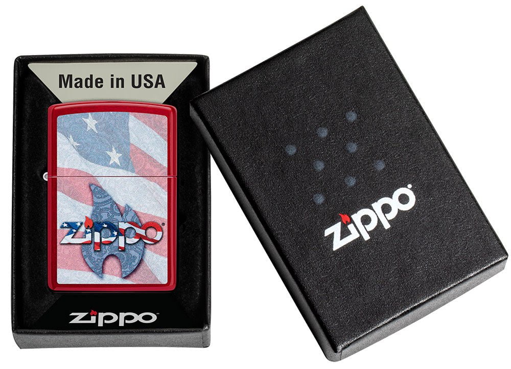 Zippo Flag Design Candy Apple Red Windproof Lighter