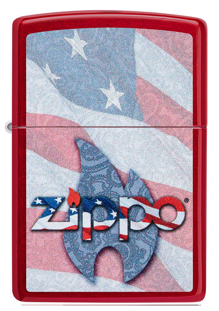 Zippo Flag Design Candy Apple Red Windproof Lighter