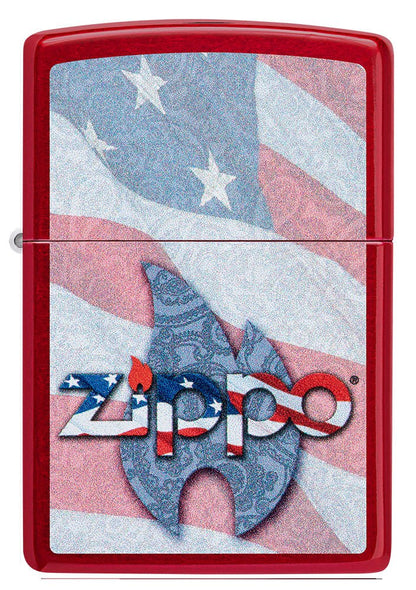 Zippo Flag Design Candy Apple Red Windproof Lighter
