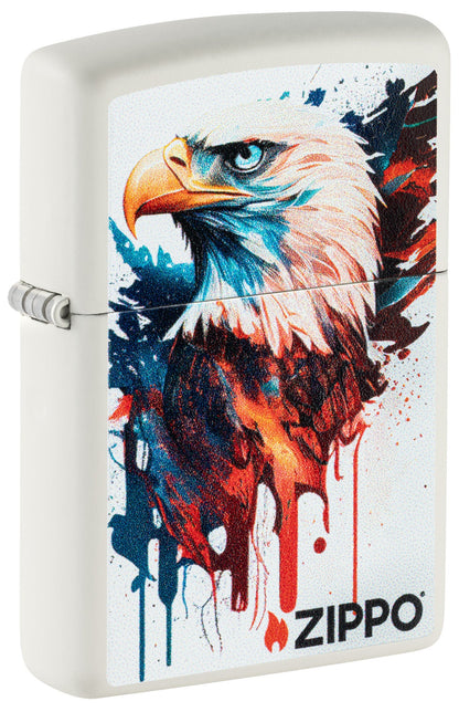 Zippo Painted Eagle Design White Matte Windproof Lighter