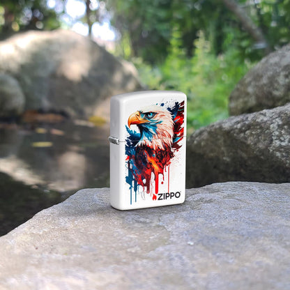 Zippo Painted Eagle Design White Matte Windproof Lighter