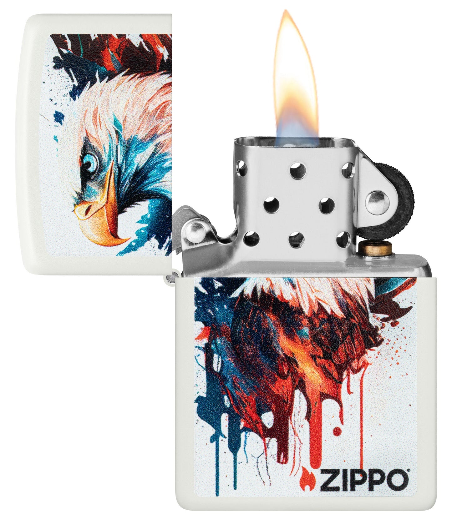 Zippo Painted Eagle Design White Matte Windproof Lighter