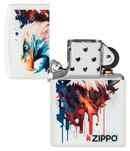 Zippo Painted Eagle Design White Matte Windproof Lighter