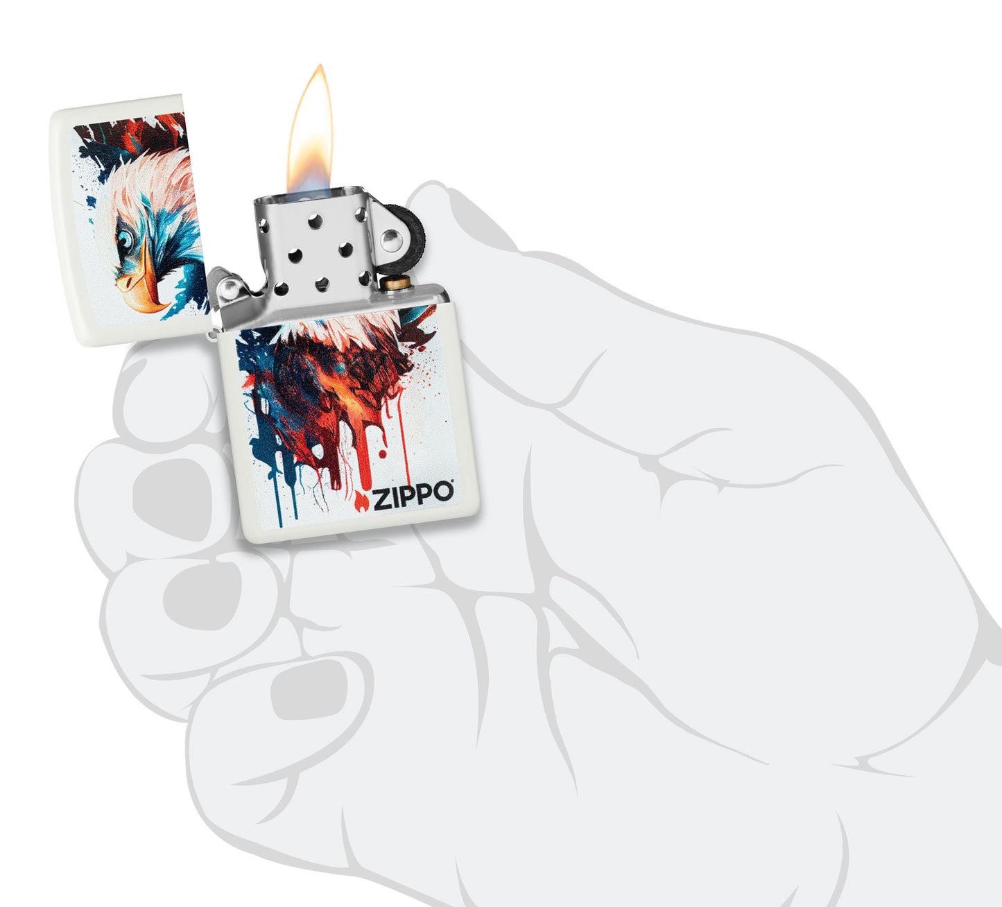 Zippo Painted Eagle Design White Matte Windproof Lighter