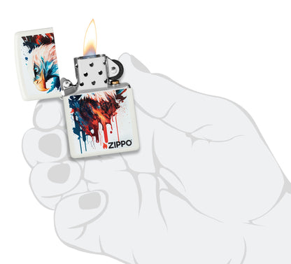 Zippo Painted Eagle Design White Matte Windproof Lighter