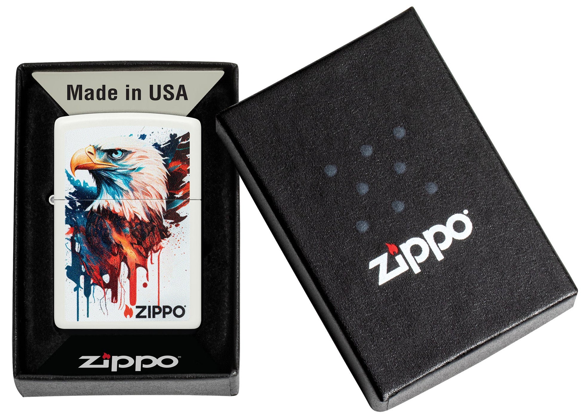 Zippo Painted Eagle Design White Matte Windproof Lighter