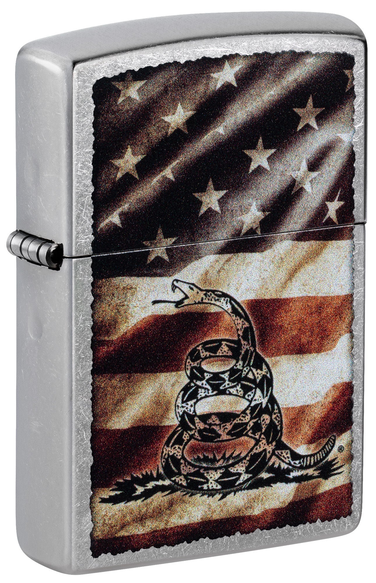 Zippo Dont Tread on Me® Flag Design Street Chrome Windproof Lighter