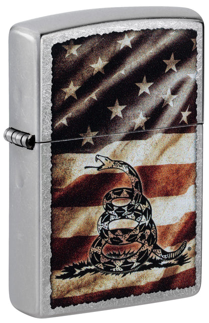 Zippo Dont Tread on Me® Flag Design Street Chrome Windproof Lighter