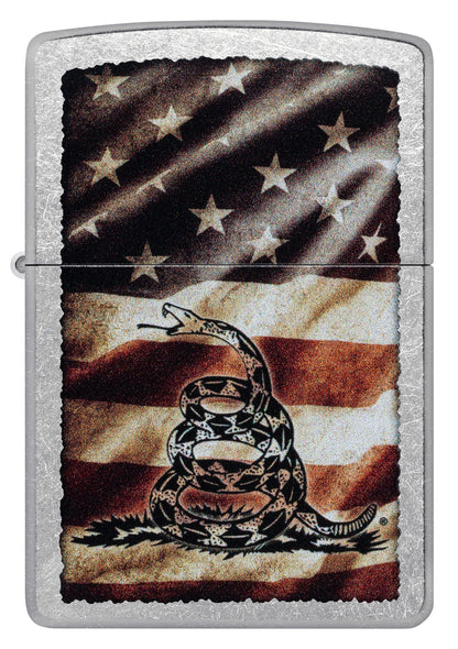 Zippo Dont Tread on Me® Flag Design Street Chrome Windproof Lighter