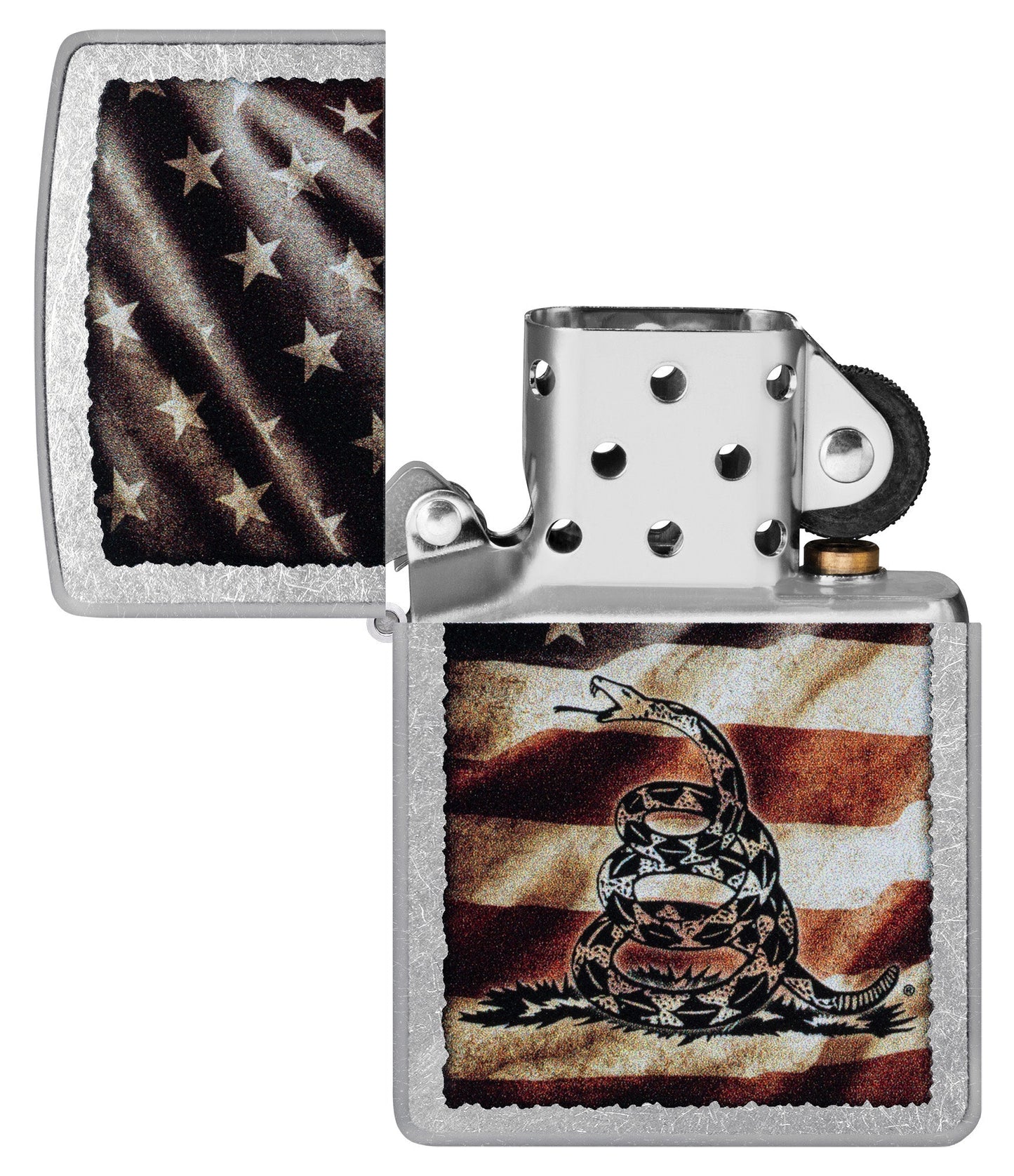 Zippo Dont Tread on Me® Flag Design Street Chrome Windproof Lighter