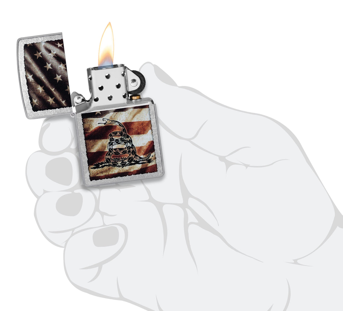 Zippo Dont Tread on Me® Flag Design Street Chrome Windproof Lighter