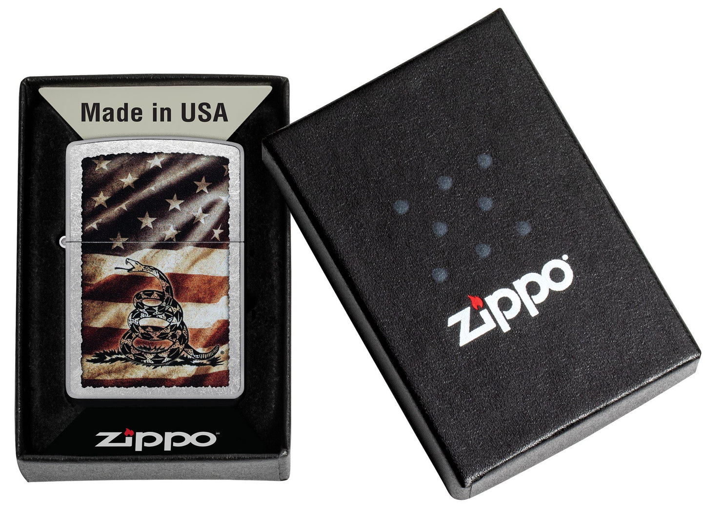 Zippo Dont Tread on Me® Flag Design Street Chrome Windproof Lighter