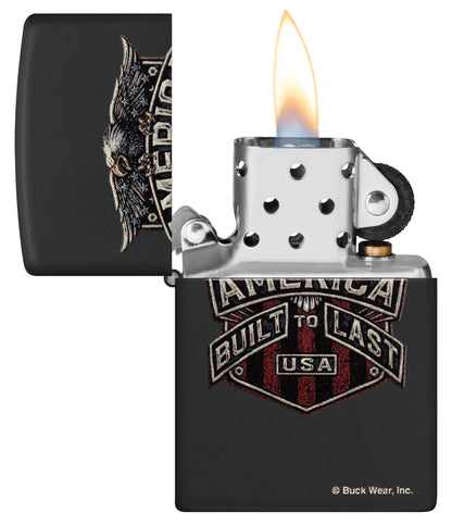 Zippo Buck Wear™ Built to Last Design Black Matte Windproof Lighter