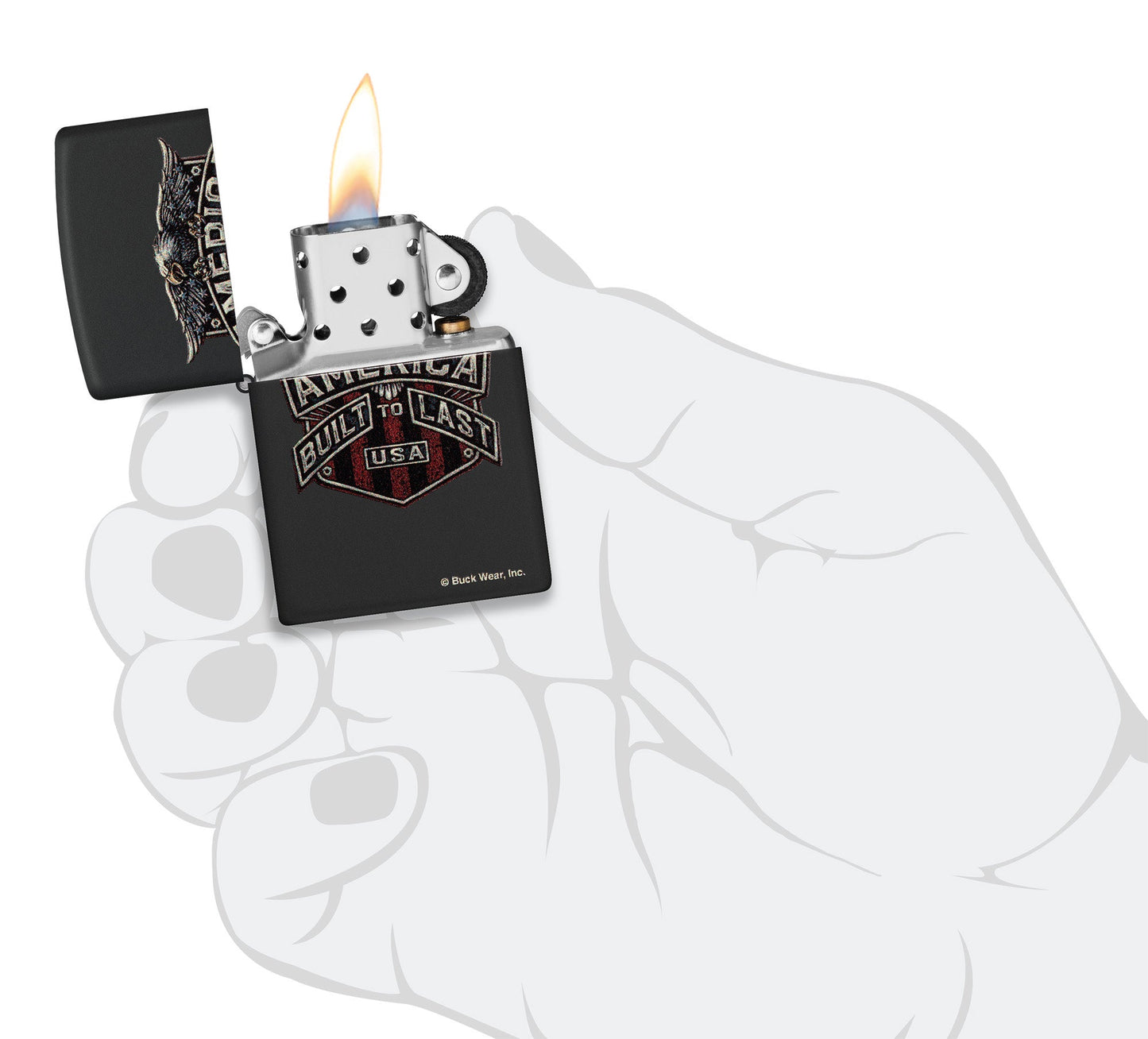 Zippo Buck Wear™ Built to Last Design Black Matte Windproof Lighter