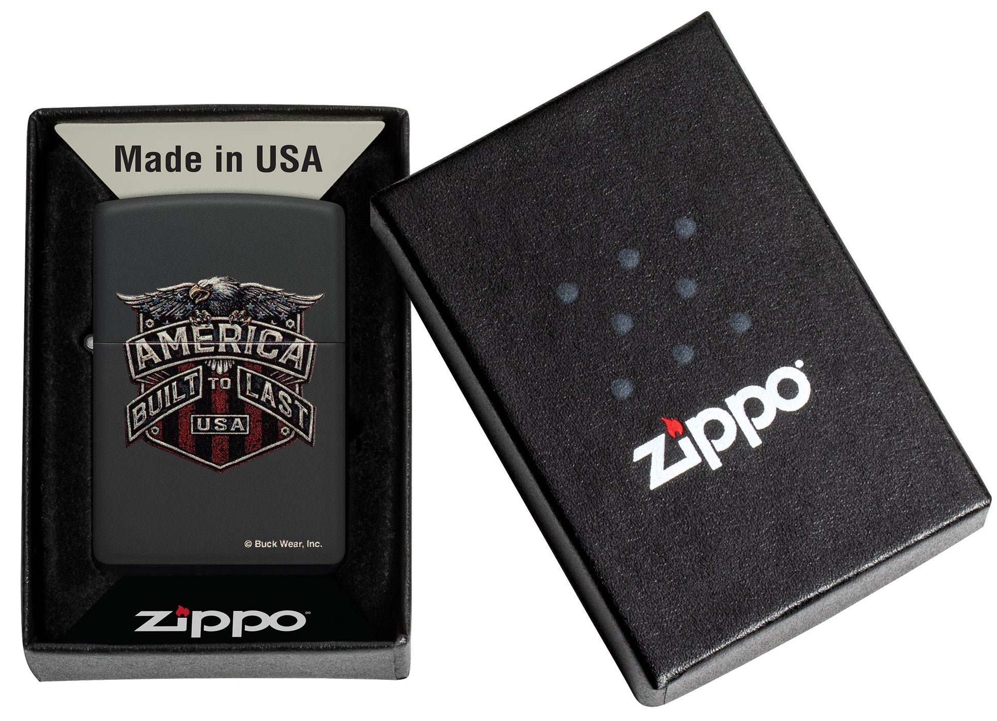 Zippo Buck Wear™ Built to Last Design Black Matte Windproof Lighter