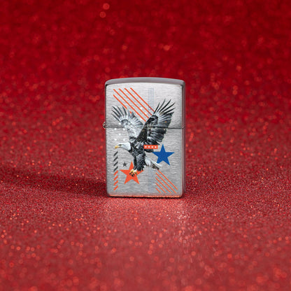 Zippo Abstract Americana Design Brushed Chrome Windproof Lighter