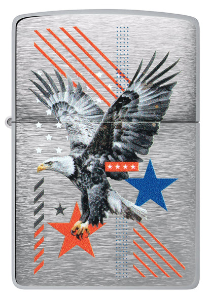 Zippo Abstract Americana Design Brushed Chrome Windproof Lighter