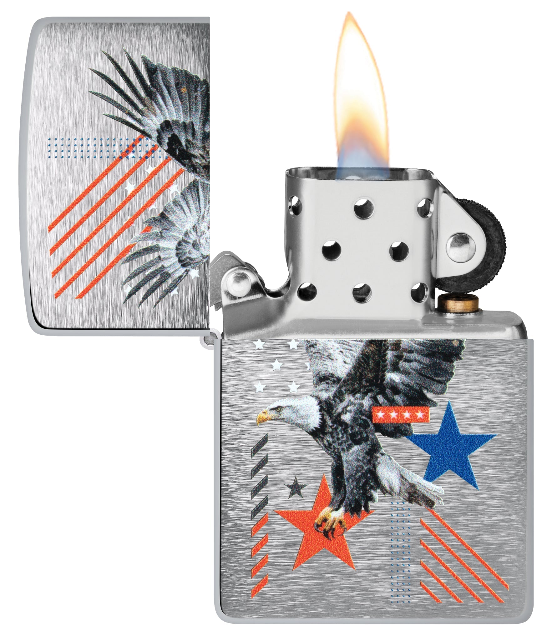 Zippo Abstract Americana Design Brushed Chrome Windproof Lighter