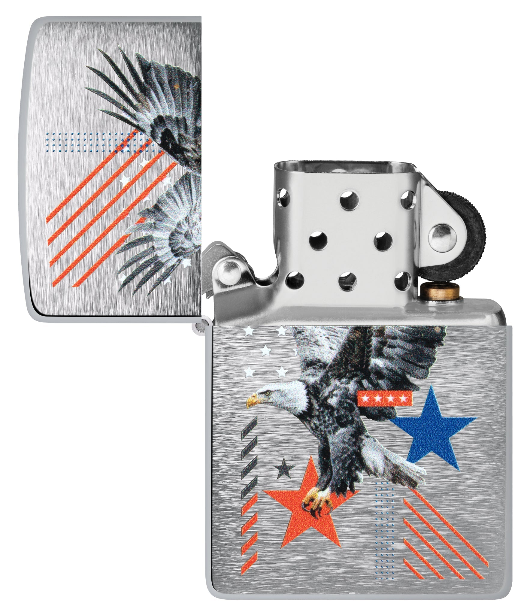 Zippo Abstract Americana Design Brushed Chrome Windproof Lighter
