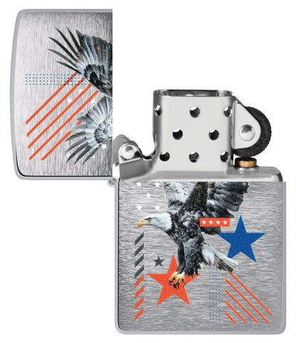 Zippo Abstract Americana Design Brushed Chrome Windproof Lighter