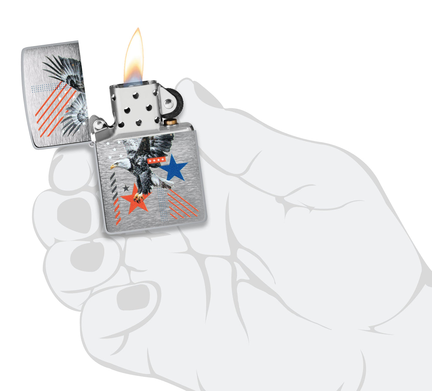 Zippo Abstract Americana Design Brushed Chrome Windproof Lighter