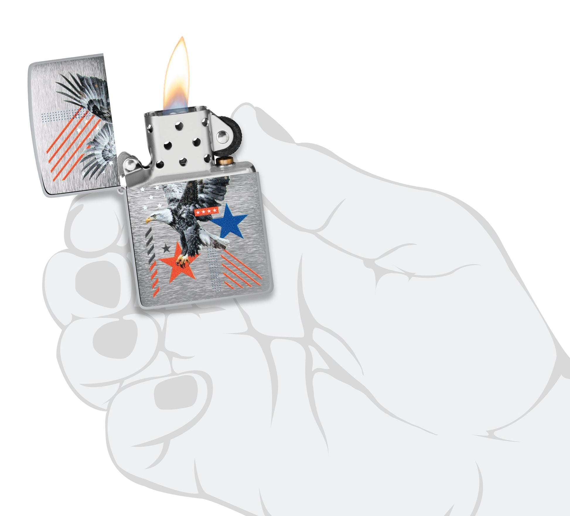 Zippo Abstract Americana Design Brushed Chrome Windproof Lighter