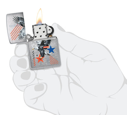 Zippo Abstract Americana Design Brushed Chrome Windproof Lighter