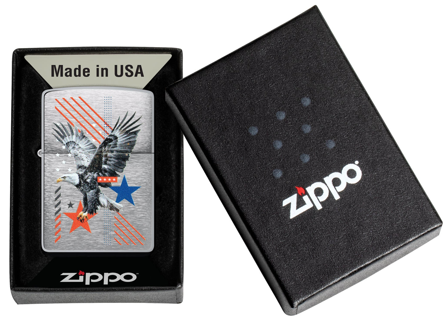 Zippo Abstract Americana Design Brushed Chrome Windproof Lighter