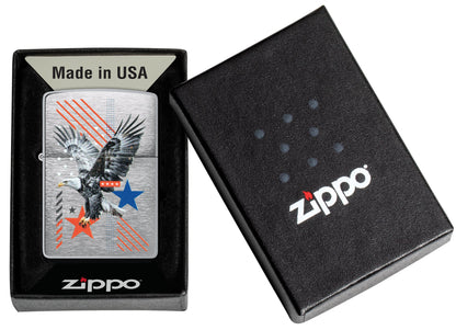 Zippo Abstract Americana Design Brushed Chrome Windproof Lighter