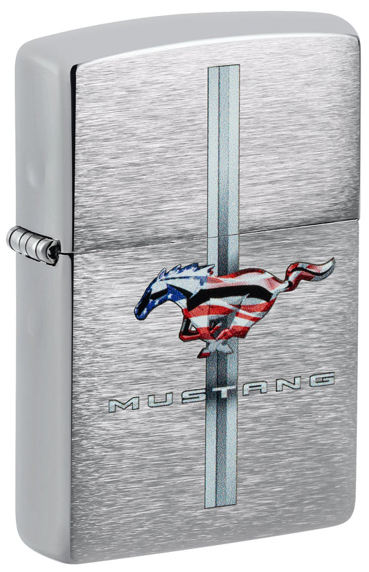 Zippo Ford Mustang Design Brushed Chrome Windproof Lighter