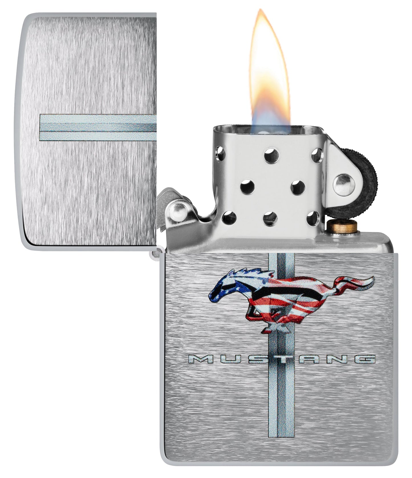 Zippo Ford Mustang Design Brushed Chrome Windproof Lighter