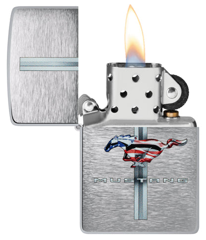 Zippo Ford Mustang Design Brushed Chrome Windproof Lighter