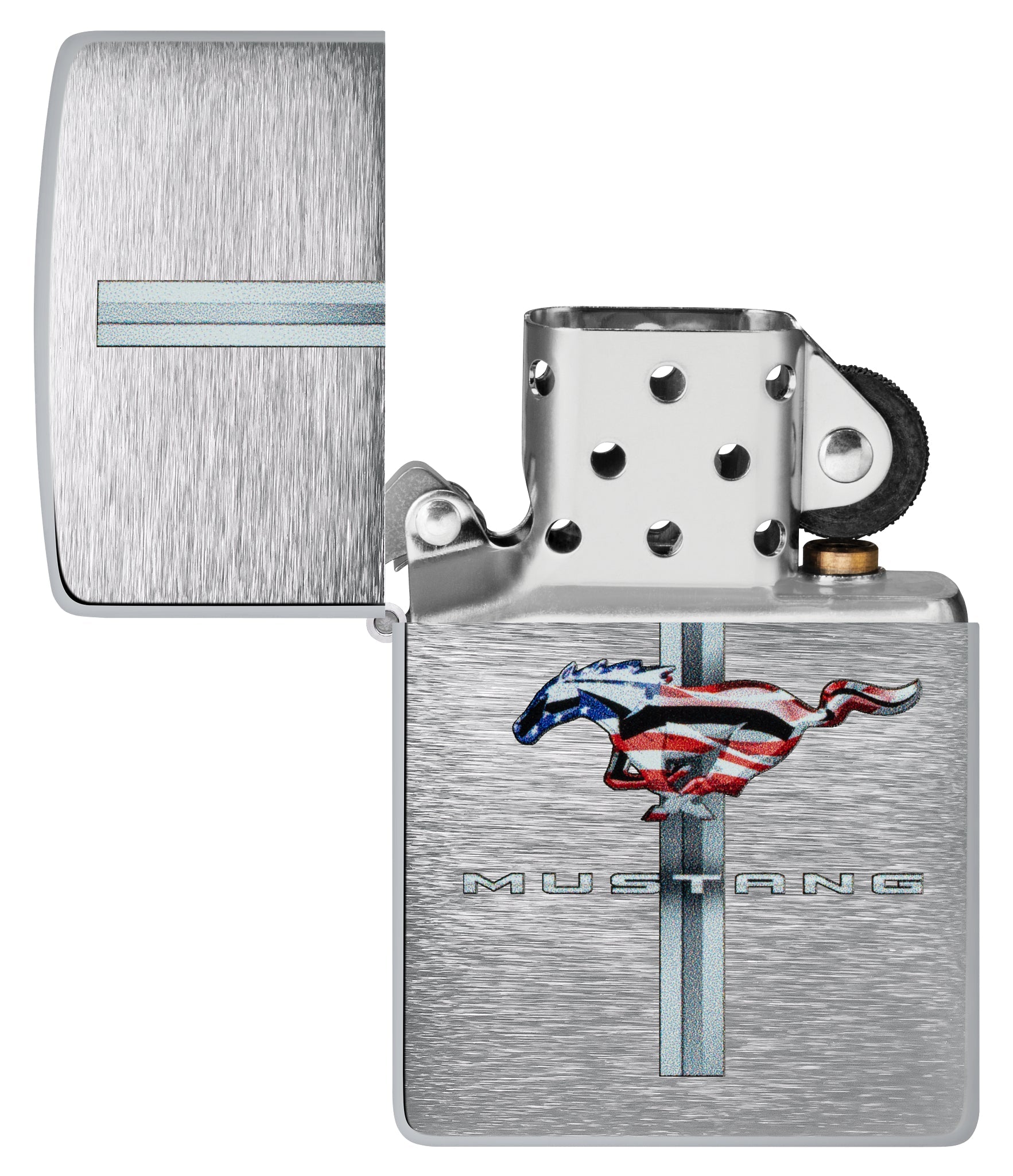 Zippo Ford Mustang Design Brushed Chrome Windproof Lighter