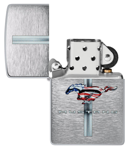 Zippo Ford Mustang Design Brushed Chrome Windproof Lighter
