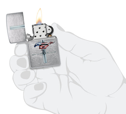Zippo Ford Mustang Design Brushed Chrome Windproof Lighter