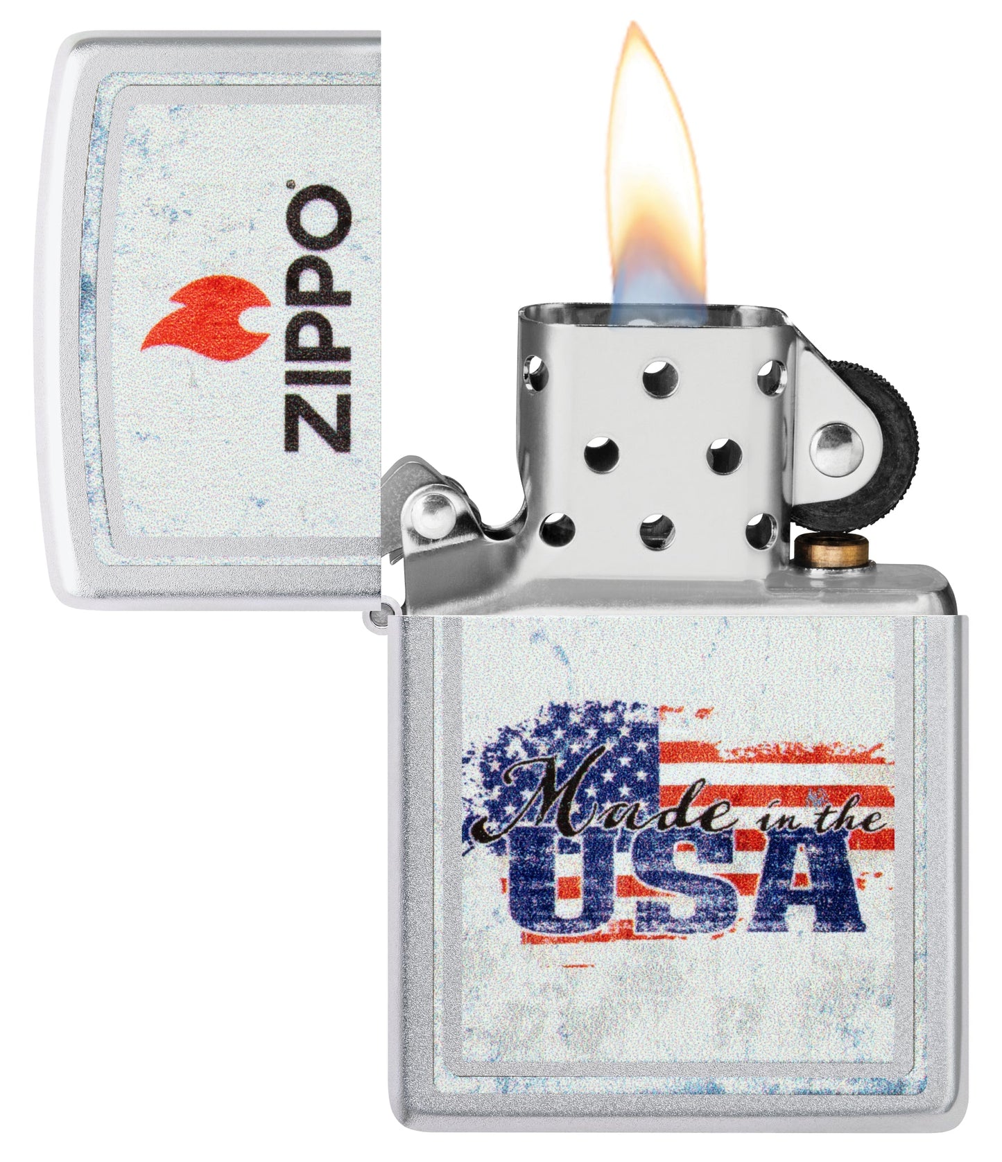 Zippo Made in the USA Design Satin Chrome Windproof Lighter