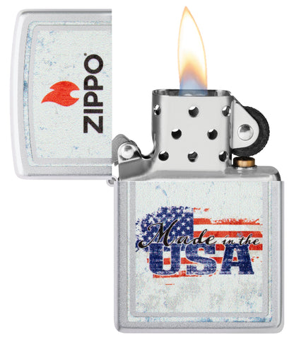 Zippo Made in the USA Design Satin Chrome Windproof Lighter