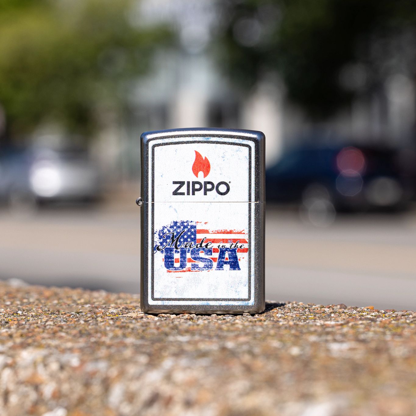 Zippo Made in the USA Design Satin Chrome Windproof Lighter