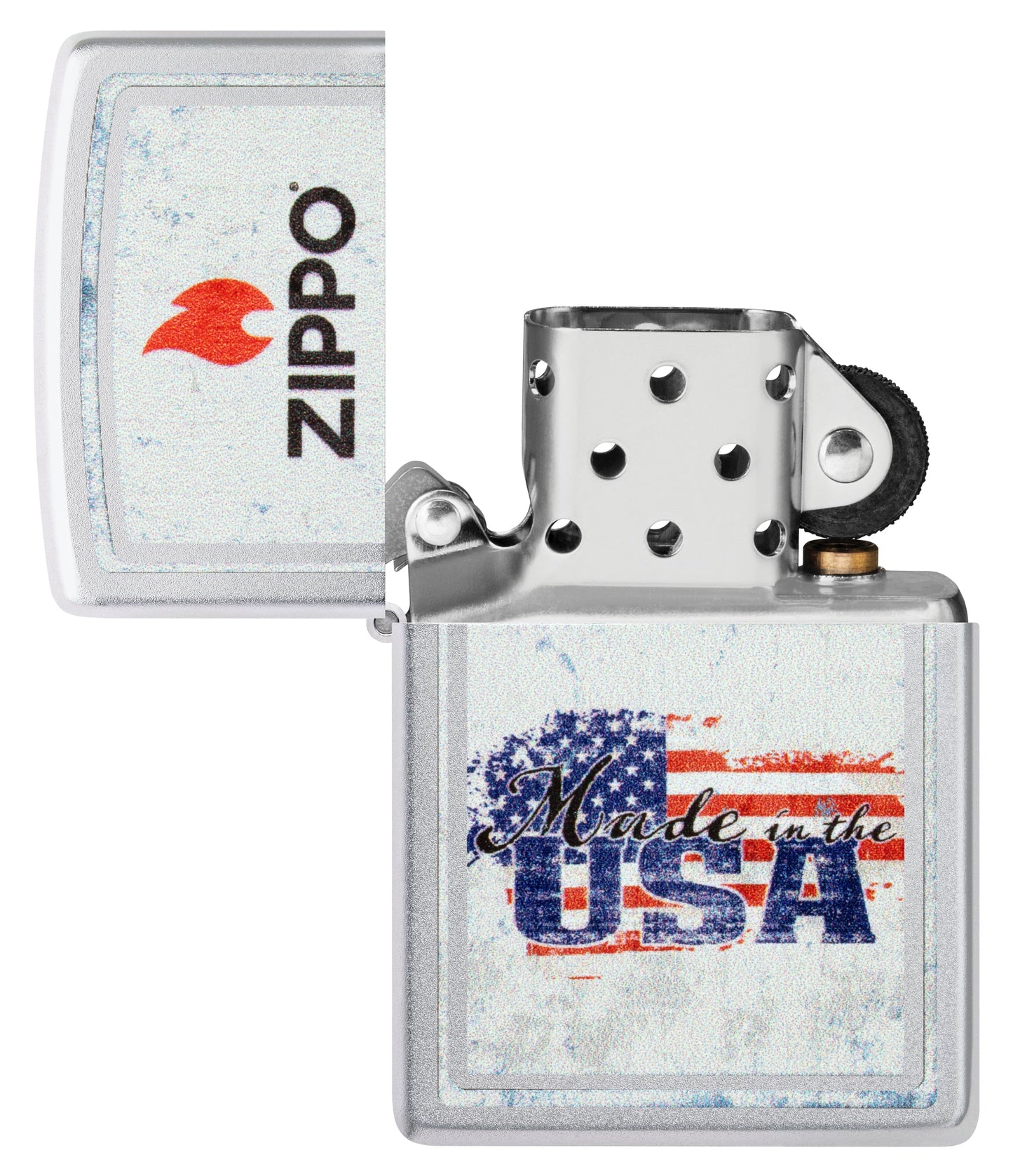 Zippo Made in the USA Design Satin Chrome Windproof Lighter