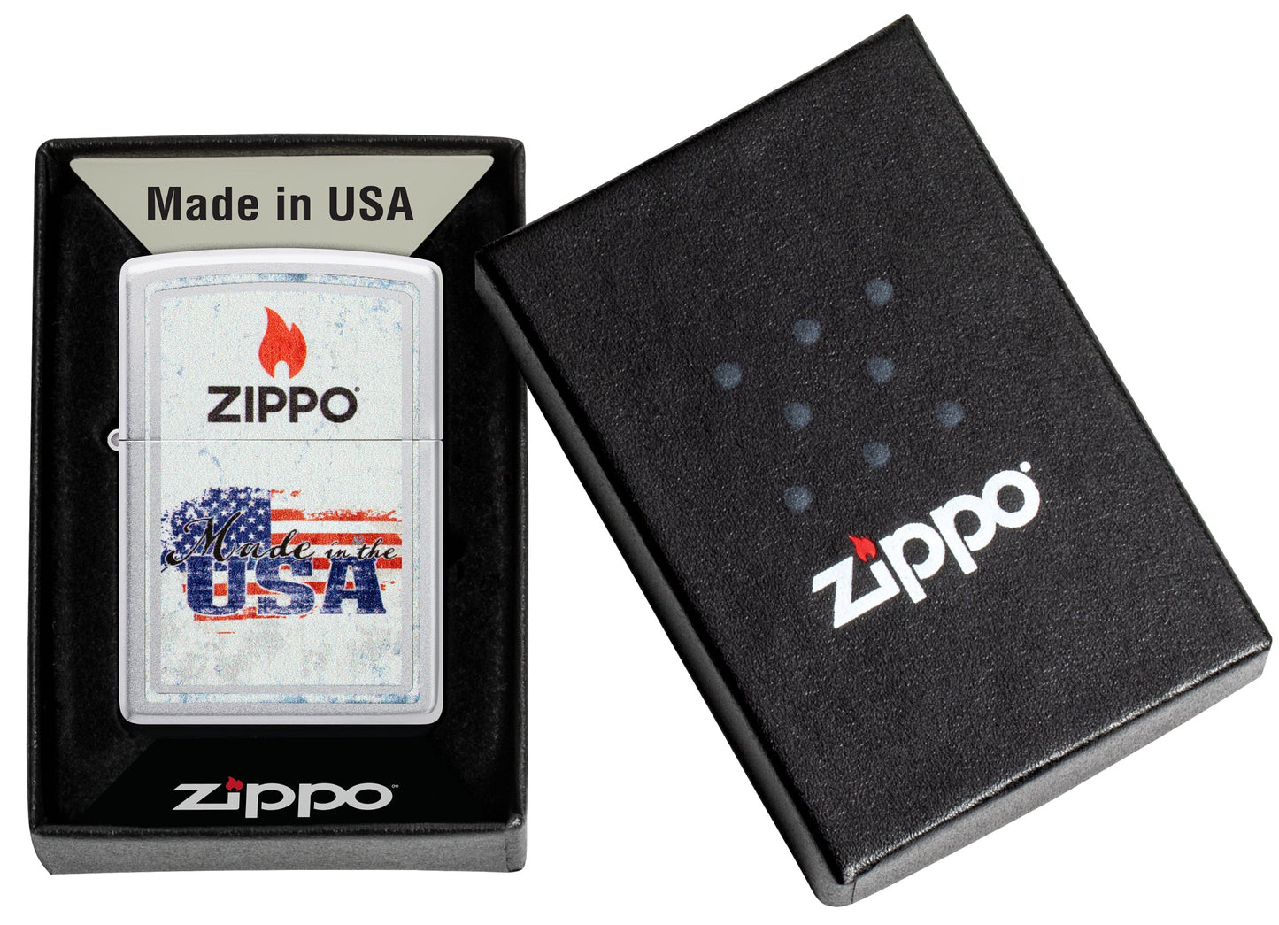 Zippo Made in the USA Design Satin Chrome Windproof Lighter