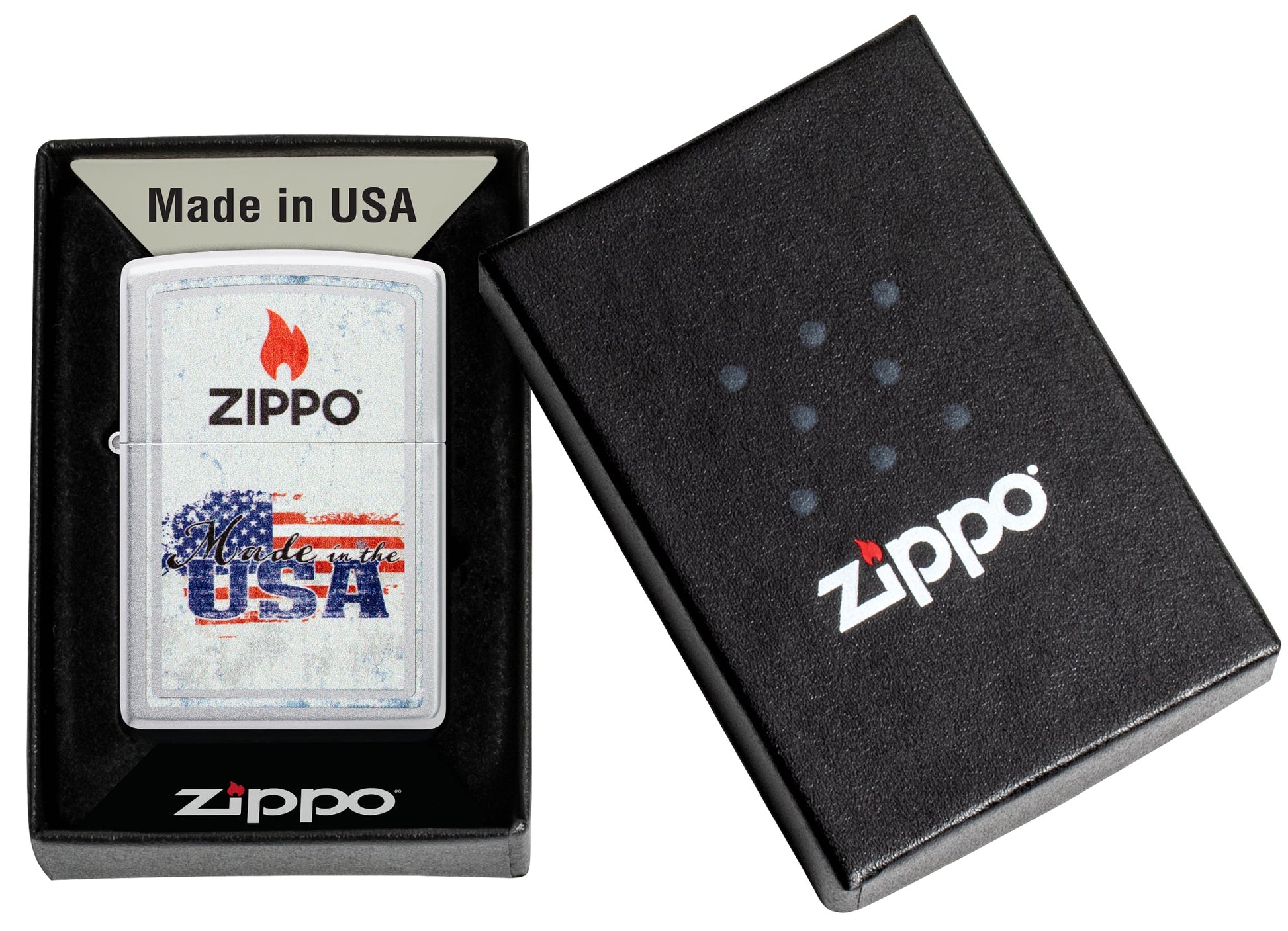 Zippo Made in the USA Design Satin Chrome Windproof Lighter