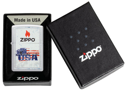 Zippo Made in the USA Design Satin Chrome Windproof Lighter