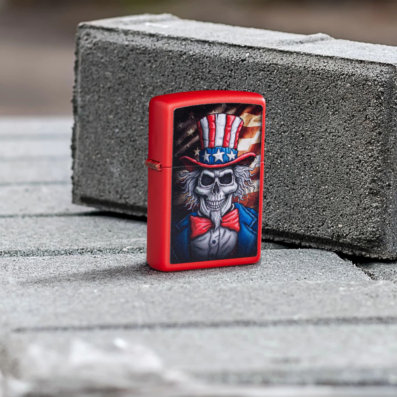 Zippo Uncle Skeleton Design Red Matte Windproof Lighter