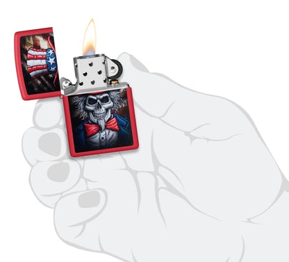 Zippo Uncle Skeleton Design Red Matte Windproof Lighter