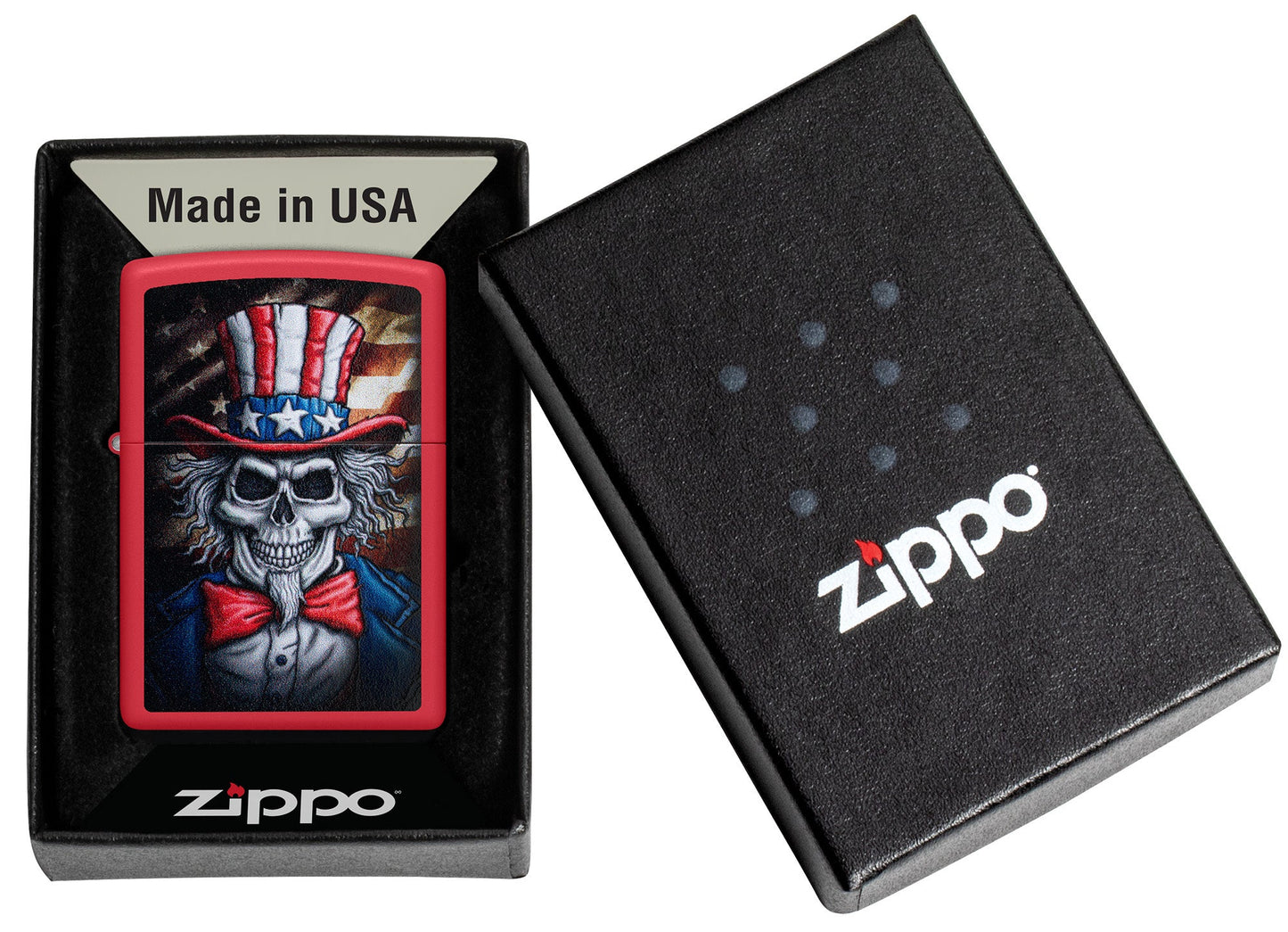 Zippo Uncle Skeleton Design Red Matte Windproof Lighter