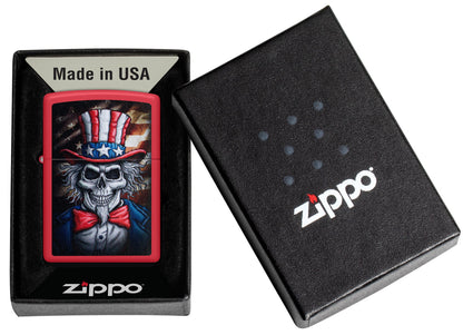 Zippo Uncle Skeleton Design Red Matte Windproof Lighter